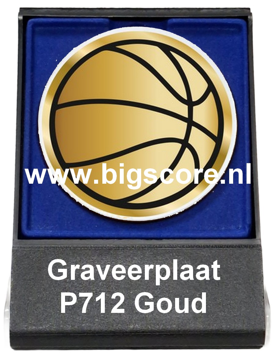 Basketbal Acryl in medailledoosje Blauw-Zwart G/Z/B